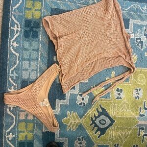 Tan Crochet Bikini Set